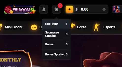 Icona regalo nell'header del conto Donbet con i giri gratis