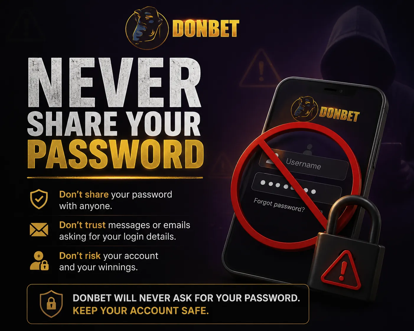 Avviso Donbet: non condividete mai la vostra password